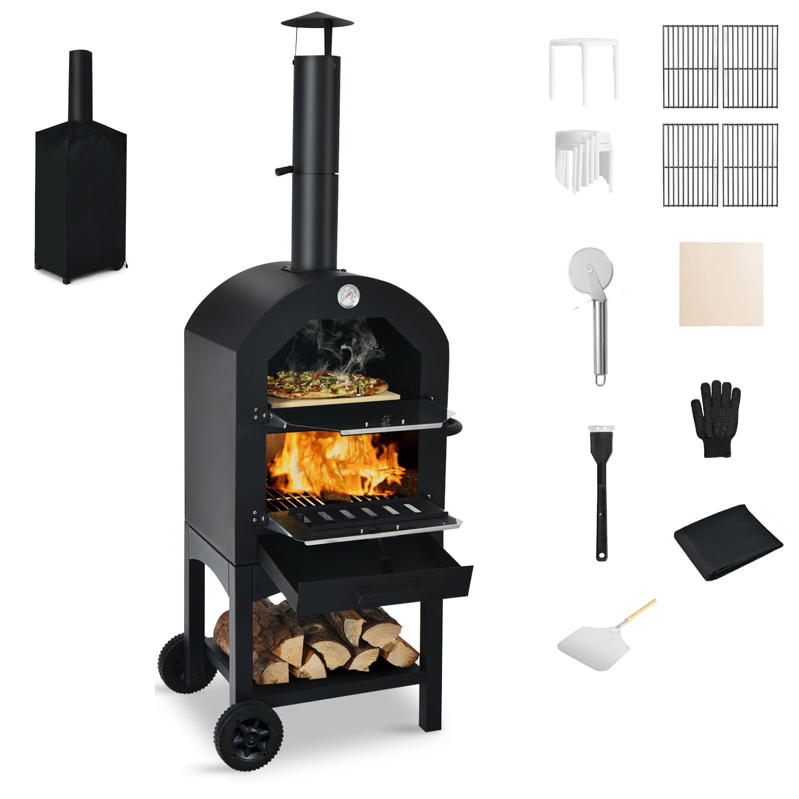 KOMFOTTEU Horno de Pizza para Exterior: Disfruta de Pizzas Perfectas