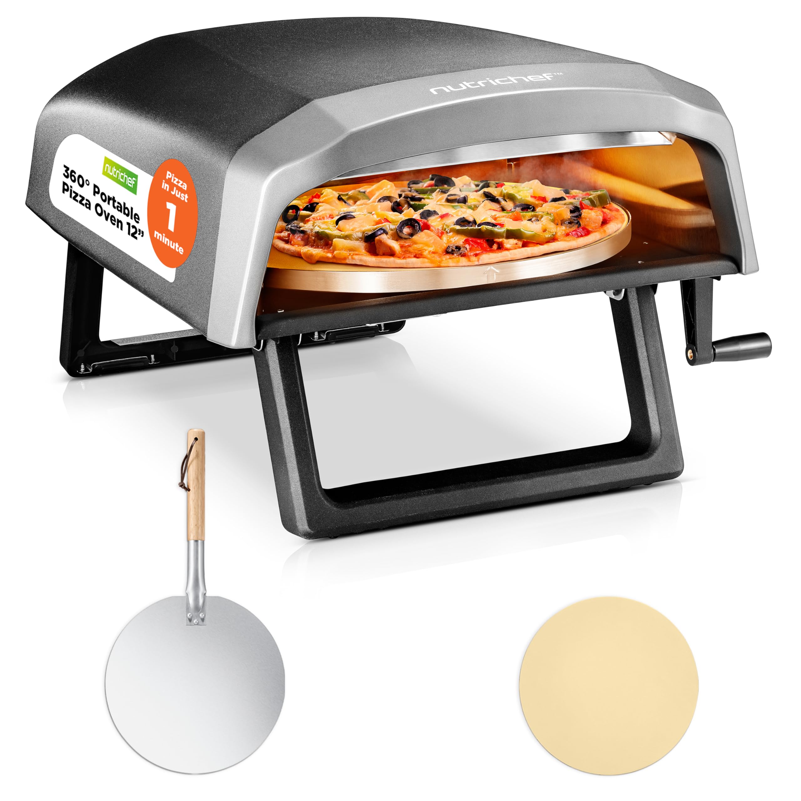 NutriChef Horno Portátil de 360°: Pizza Perfecta en Cualquier Lugar