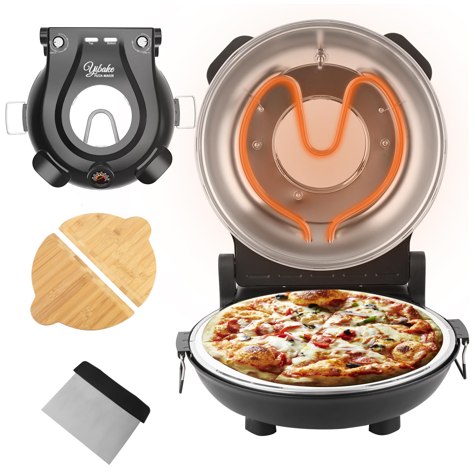 YIBAKE Horno Pizza Eléctrico: Disfruta Pizzas Perfectas en Minutos